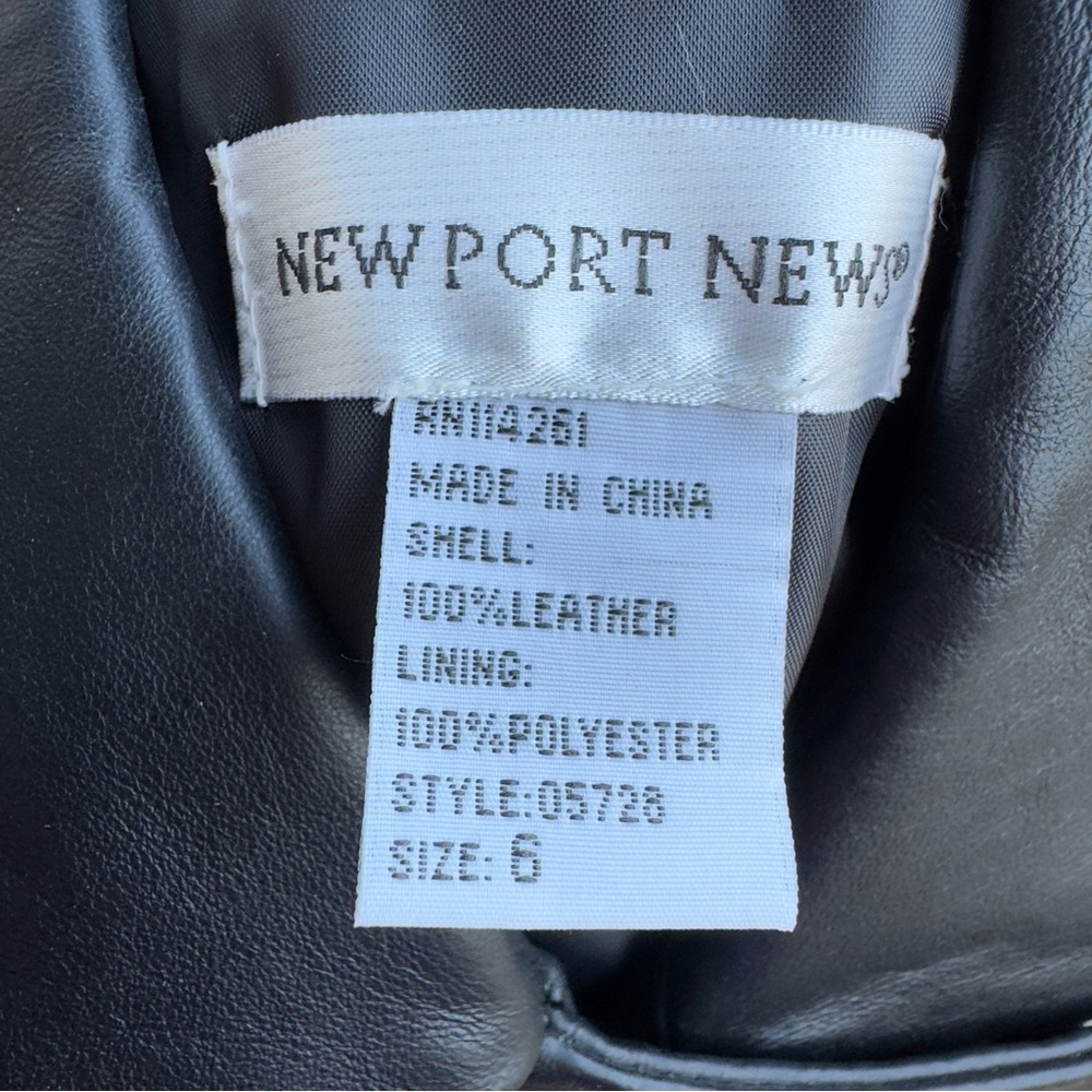 Vintage 1990’s Newport News Black Leather Asymmetrical Zip Moto Dress - Picture 13 of 14